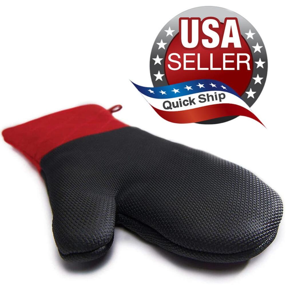 Grill Mitt by Mainstays • Black & Red • Heat Resistant Neoprene Palm • NOS